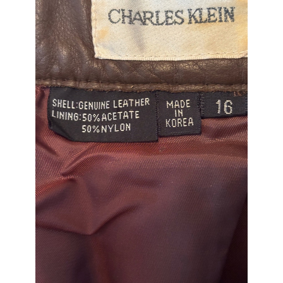 Women's Charles Klein Brown Leather Pants Size 16 - Picture 3 of 3